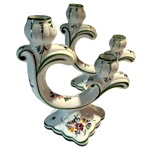 Vintage Handpainted Dual Candle Holders Made in Portugal RCCL (2) Art Pottery - Picture 1 of 8